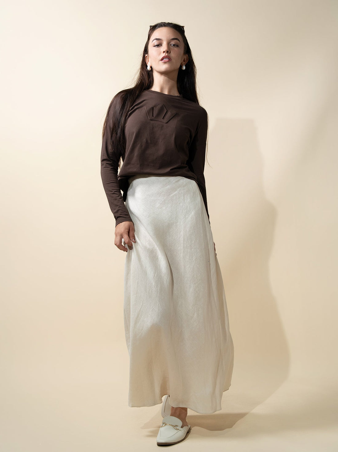 Crown Embossed T-Shirt-Brown