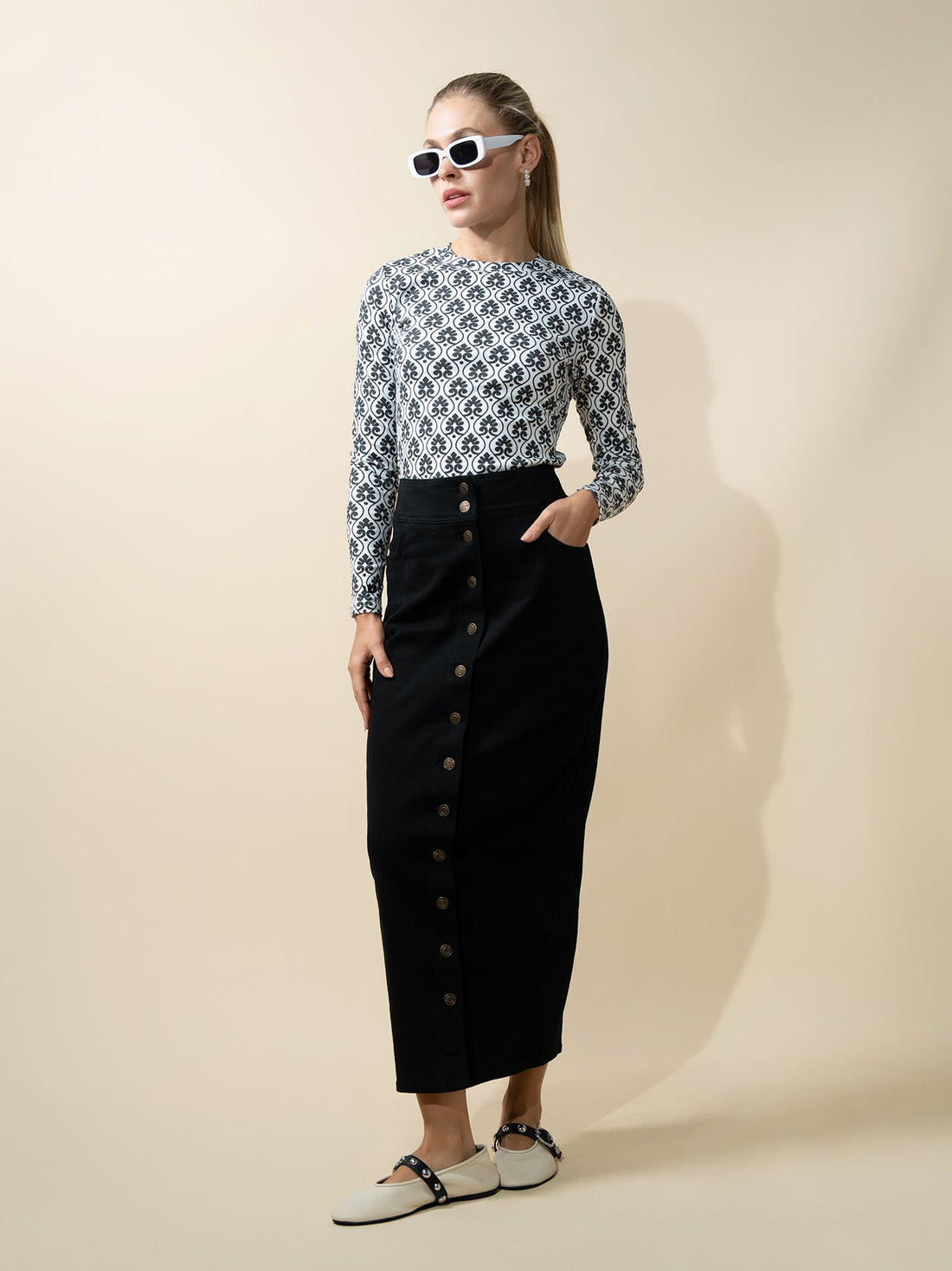 Basic Printed T-shirt-Damask