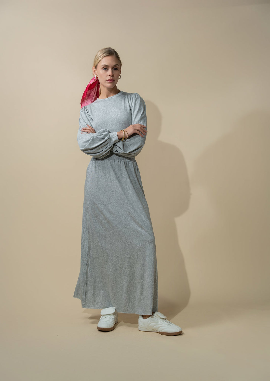 Bubble Sleeve T-Shirt-Heathered Grey