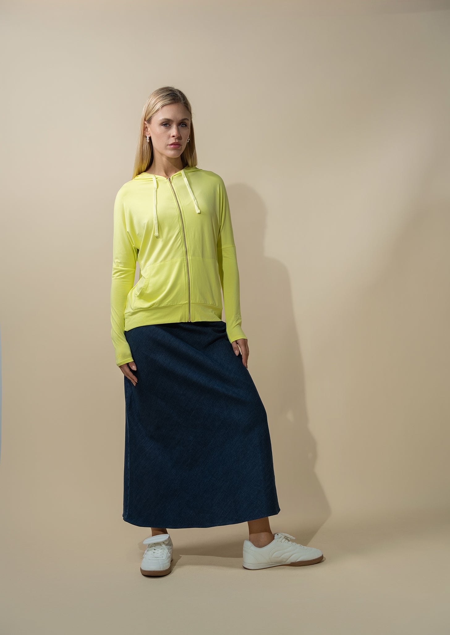 ZIP UP HOODIE-YELLOW