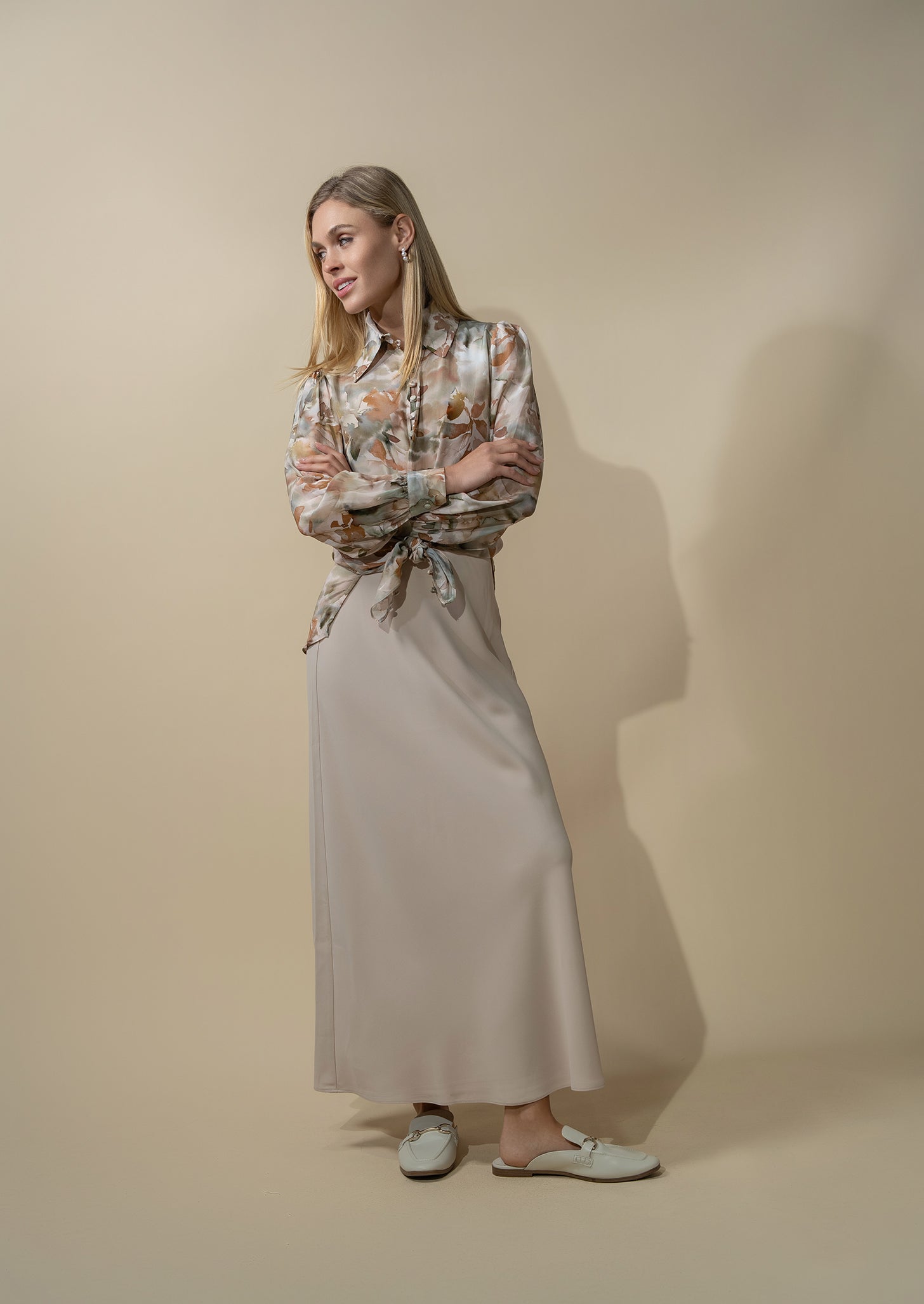 Printed Layering Blouse-Watercolor Floral