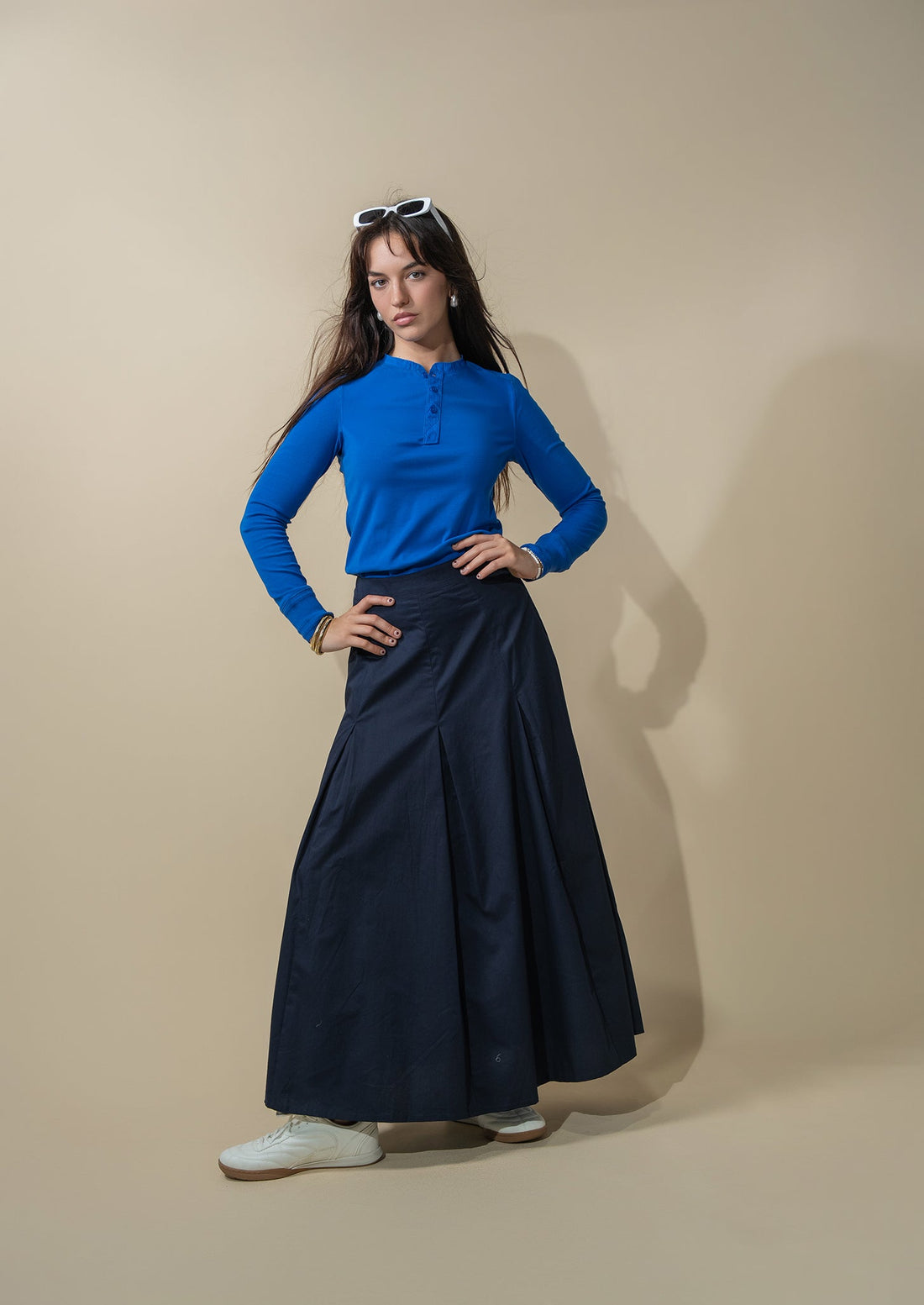 Trim Detail Henley-Cobalt Blue