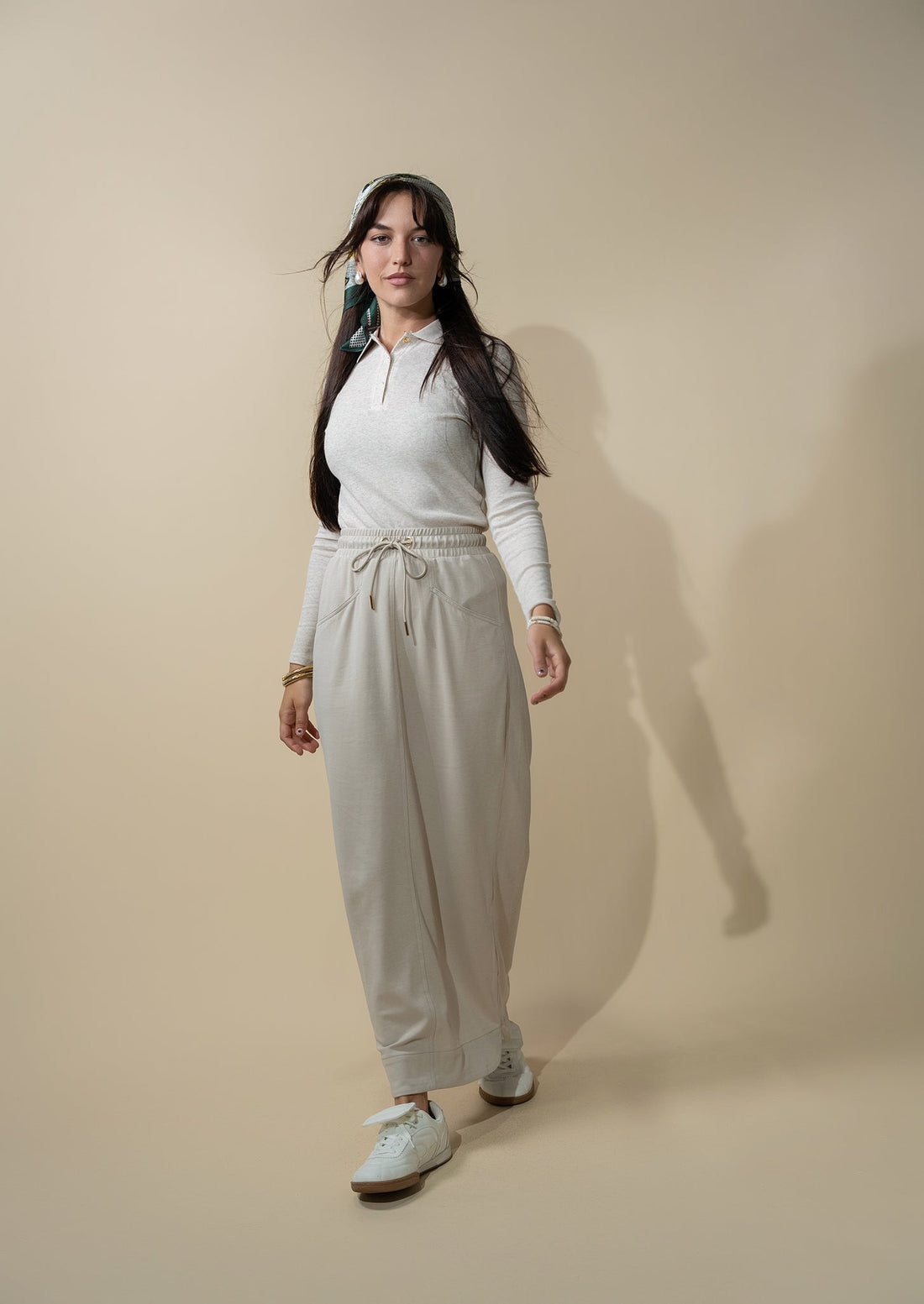 Drawstring Pocket T-Shirt Skirt-Stone