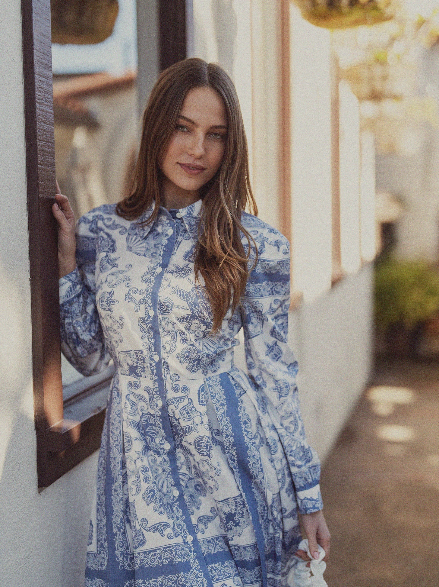 Royal Damask Dress-Blue
