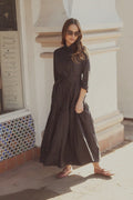 Printed Cotton Belted Shirtdress-Geometric