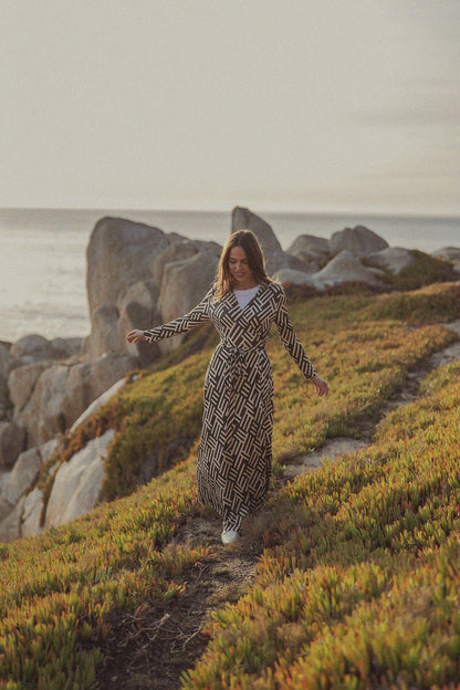 Maxi Wrap Dress-Geo Olive