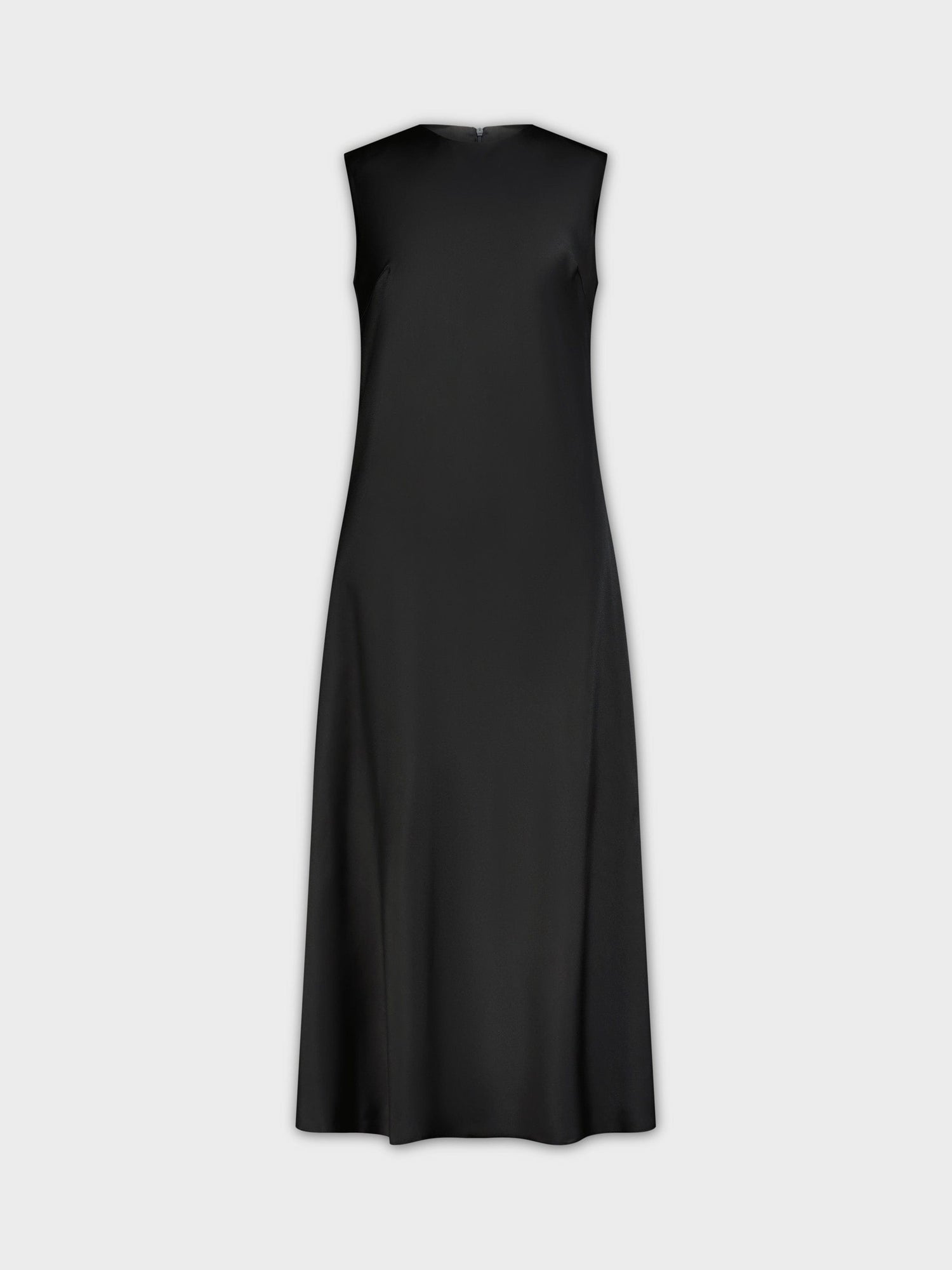 SATIN SLIP DRESS-BLACK