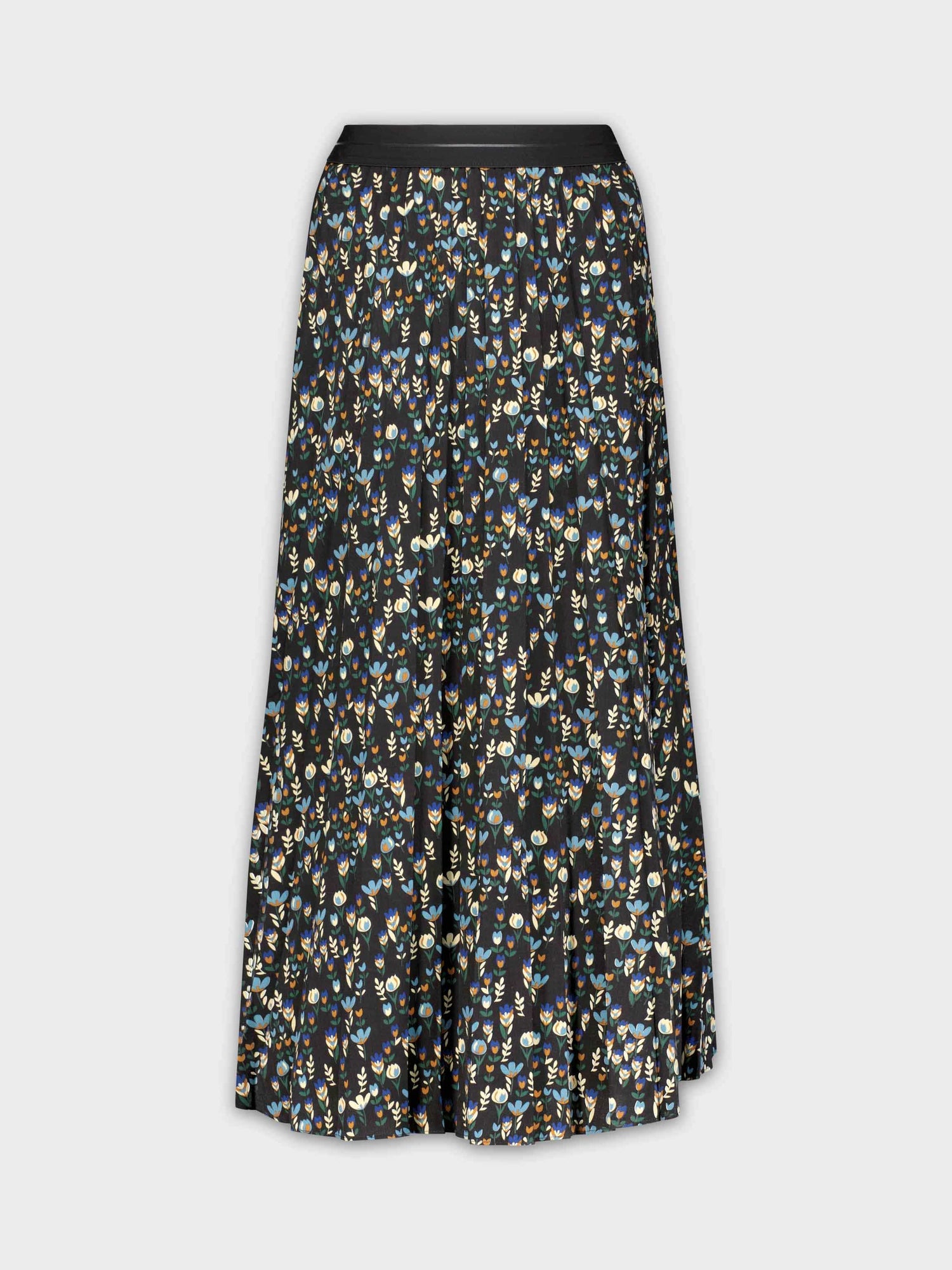 PRINTED PLEATED SKIRT 37&quot;-BLUE TULIP