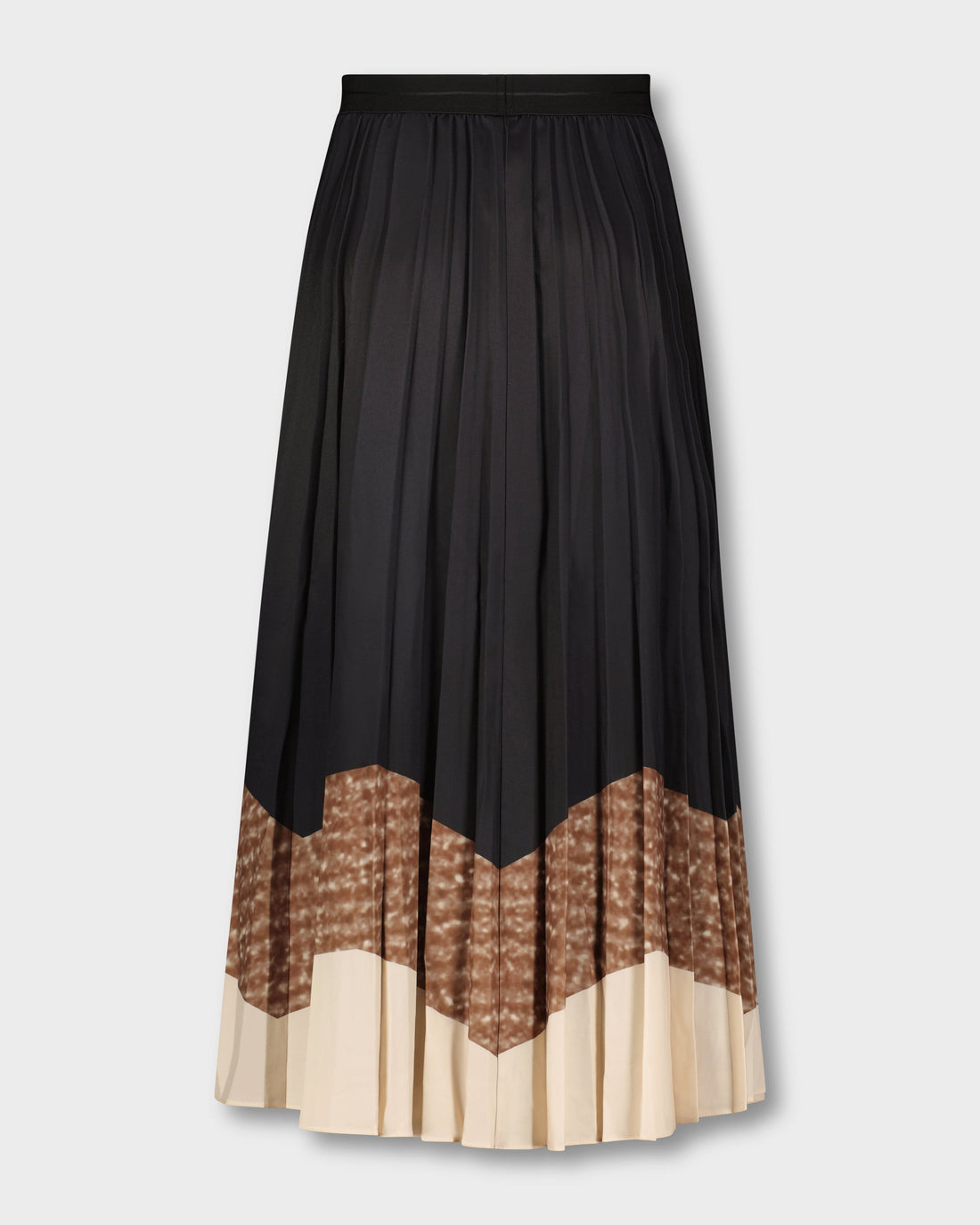 PRINTED PLEATED SKIRT-TAN/CREAM STRIPE