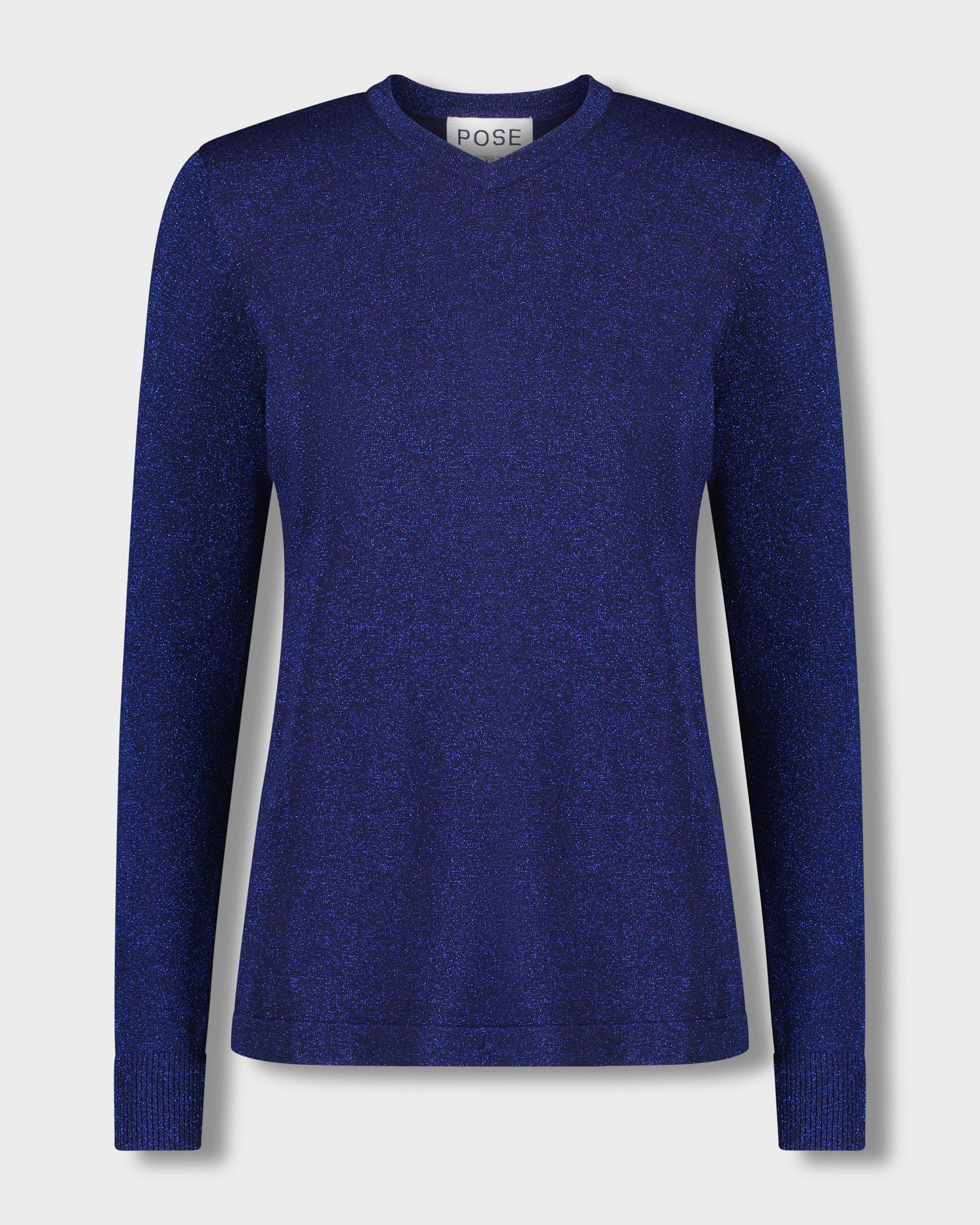 LUREX V NECK SWEATER-NAVY