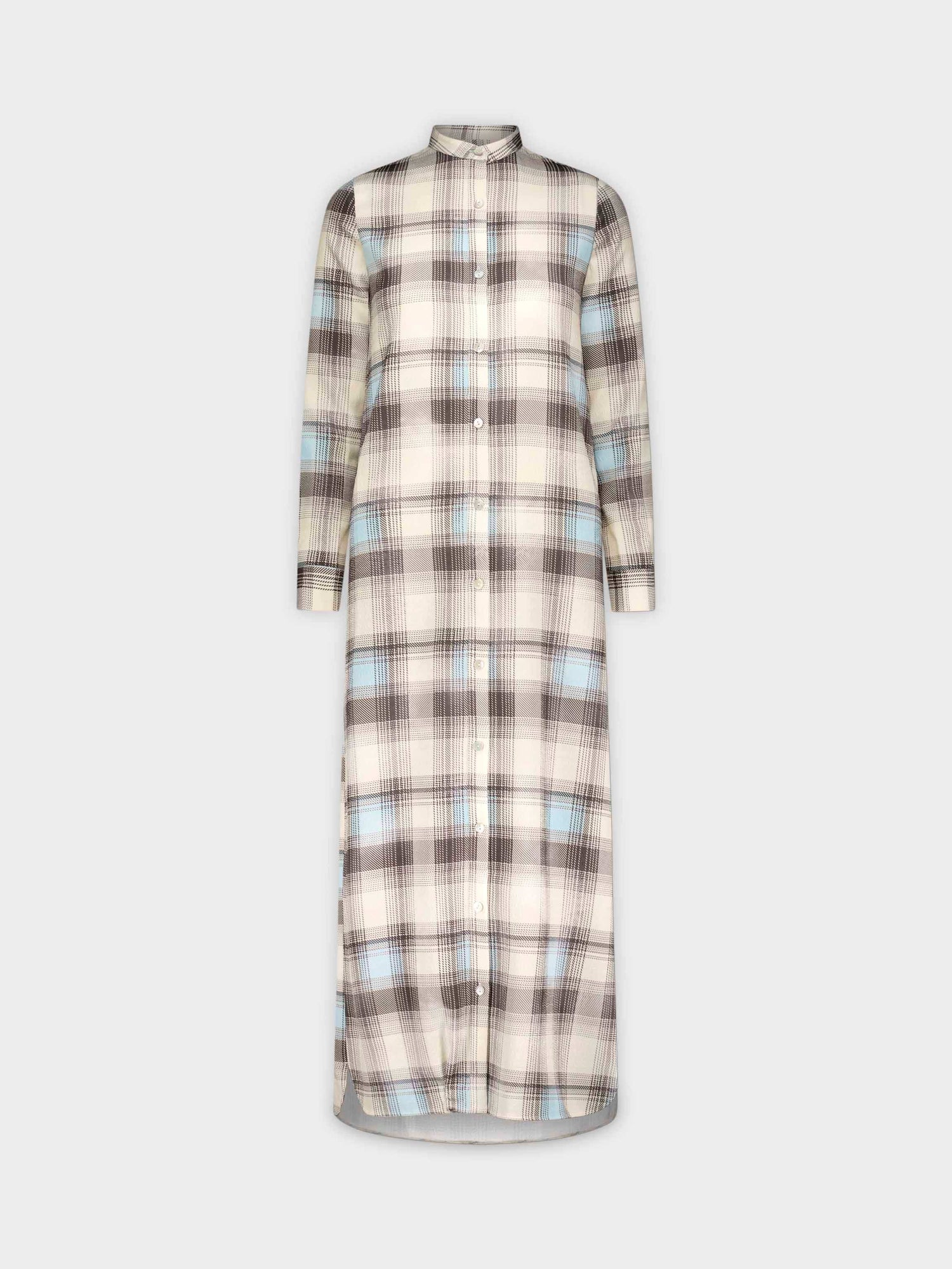 LONG SHIRTDRESS-BROWN PLAID