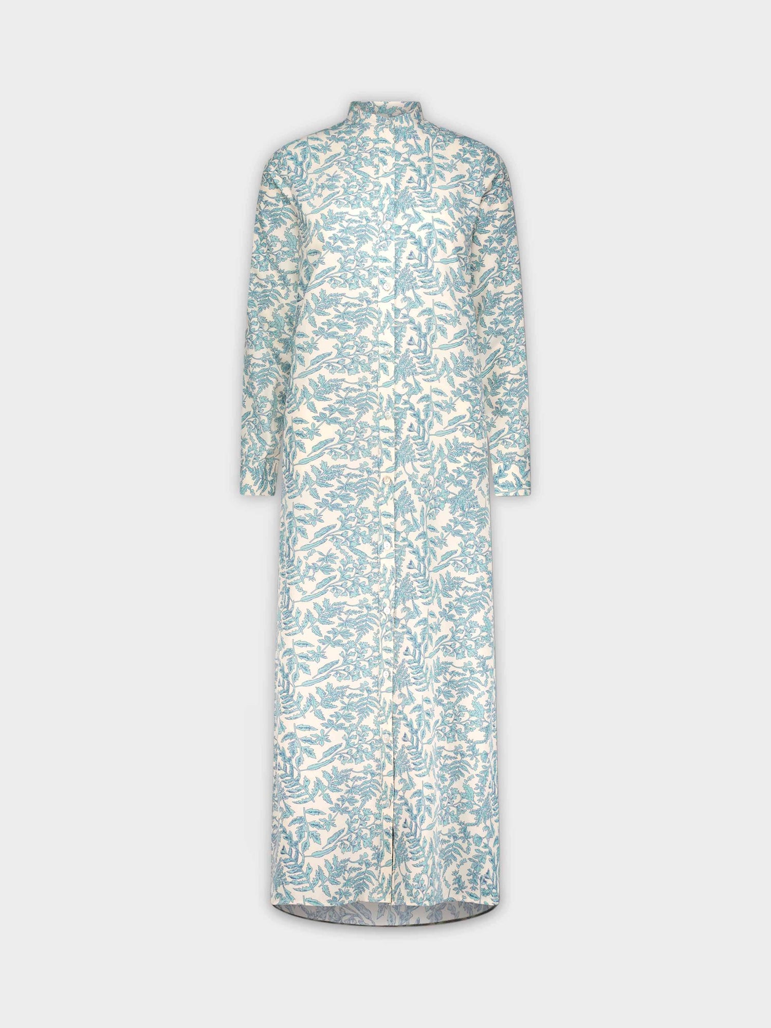 LONG SHIRTDRESS-LIGHT BLUE FLORAL