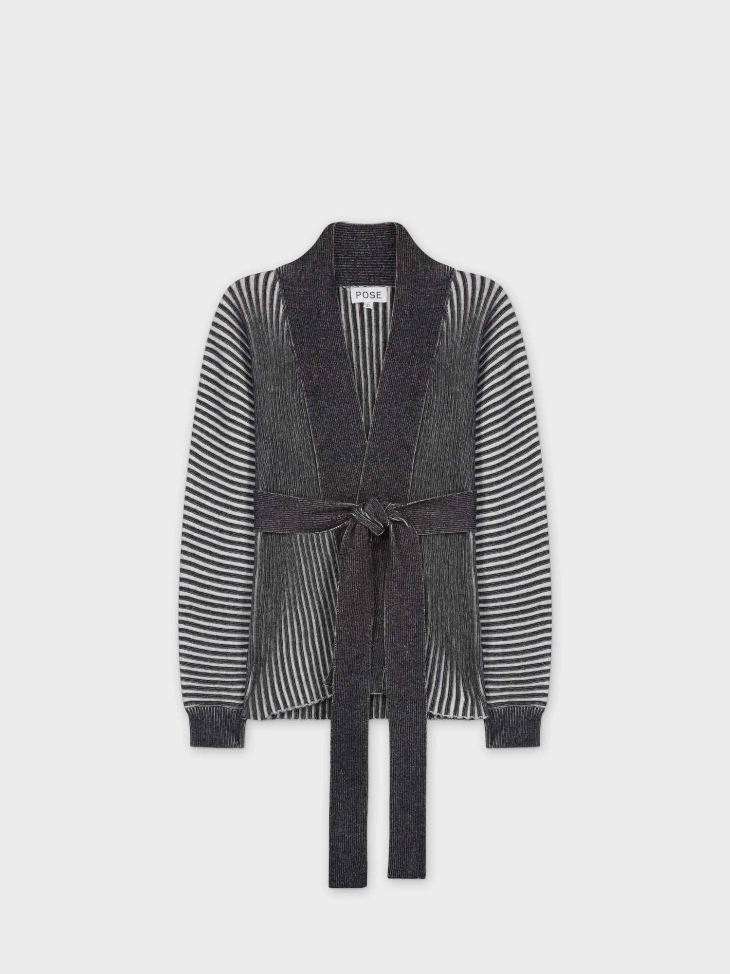 TWO TONE CARDIGAN-BLACK/GREY