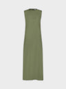 SLEEVELESS SATIN DRESS-OLIVE GREEN