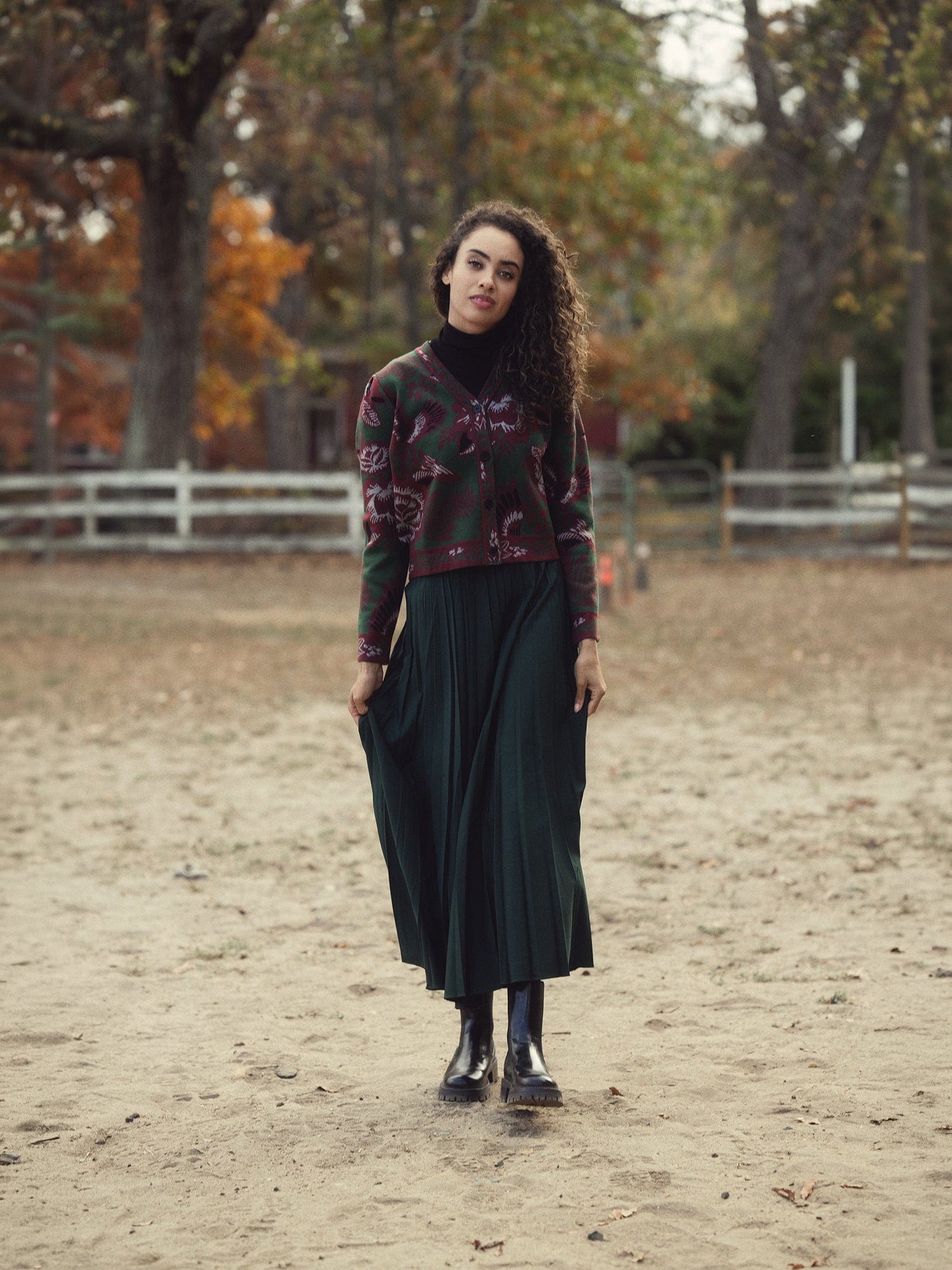 Pleated Skirt 35"-Emerald Green