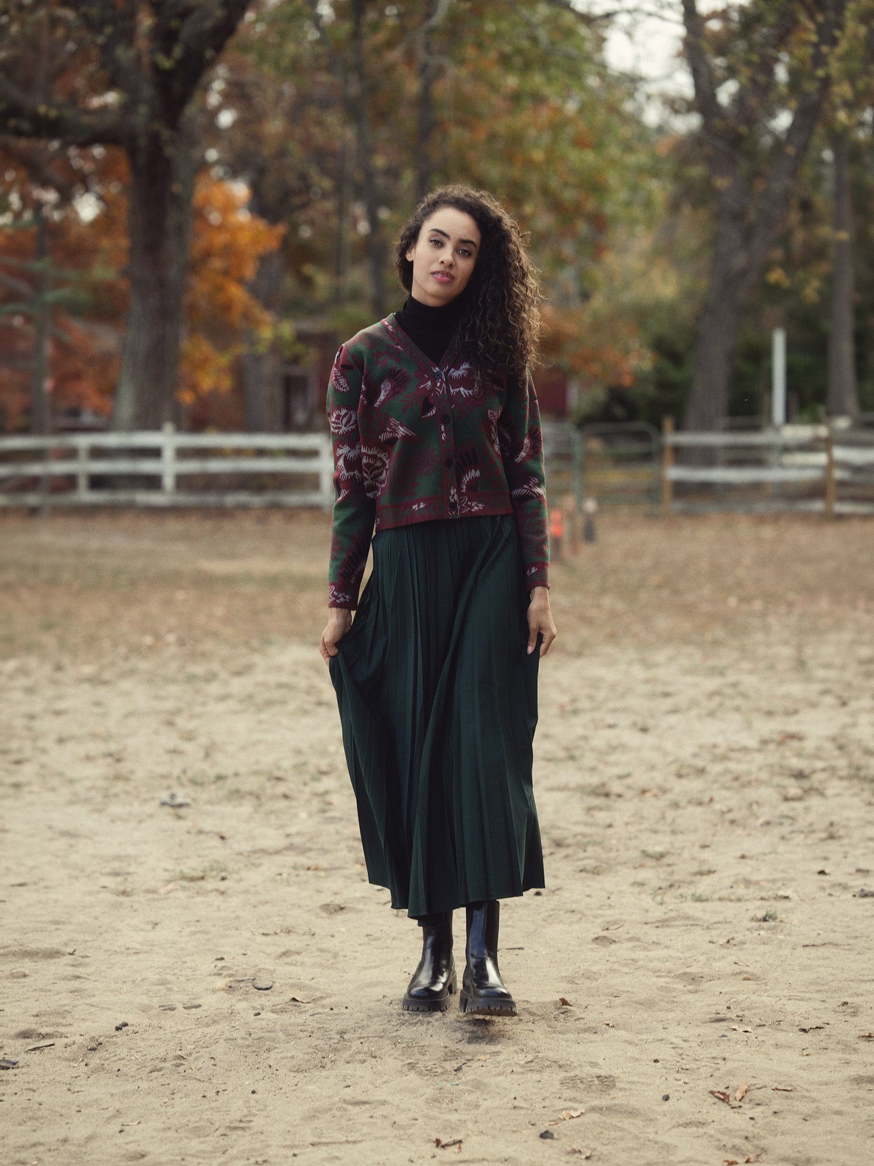 Pleated Skirt 35"-Emerald Green