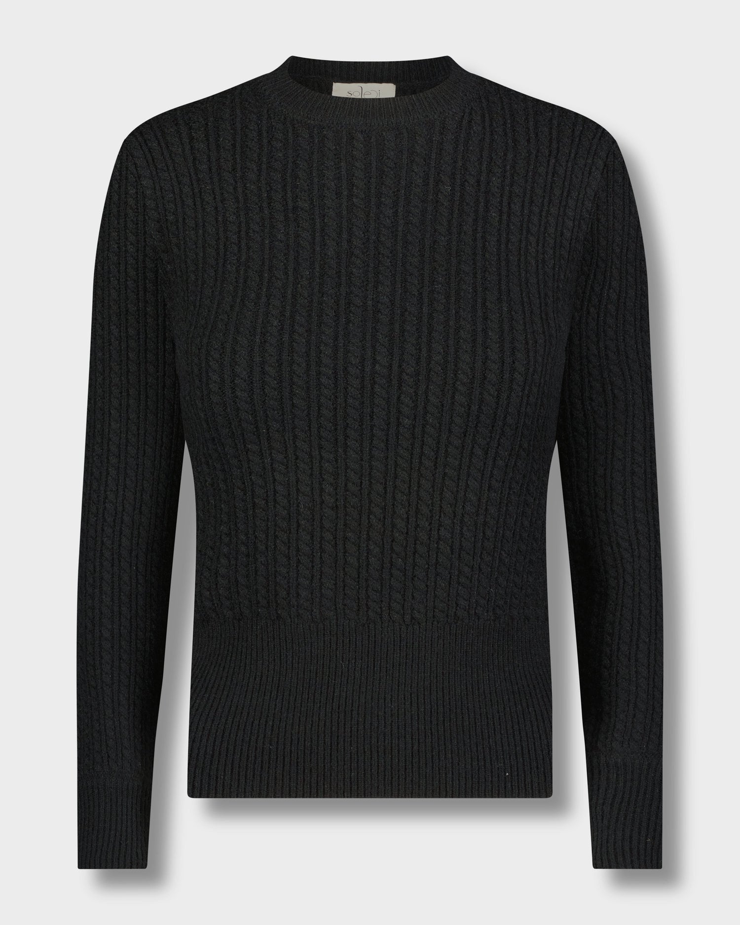 CABLE KNIT SWEATER-BLACK