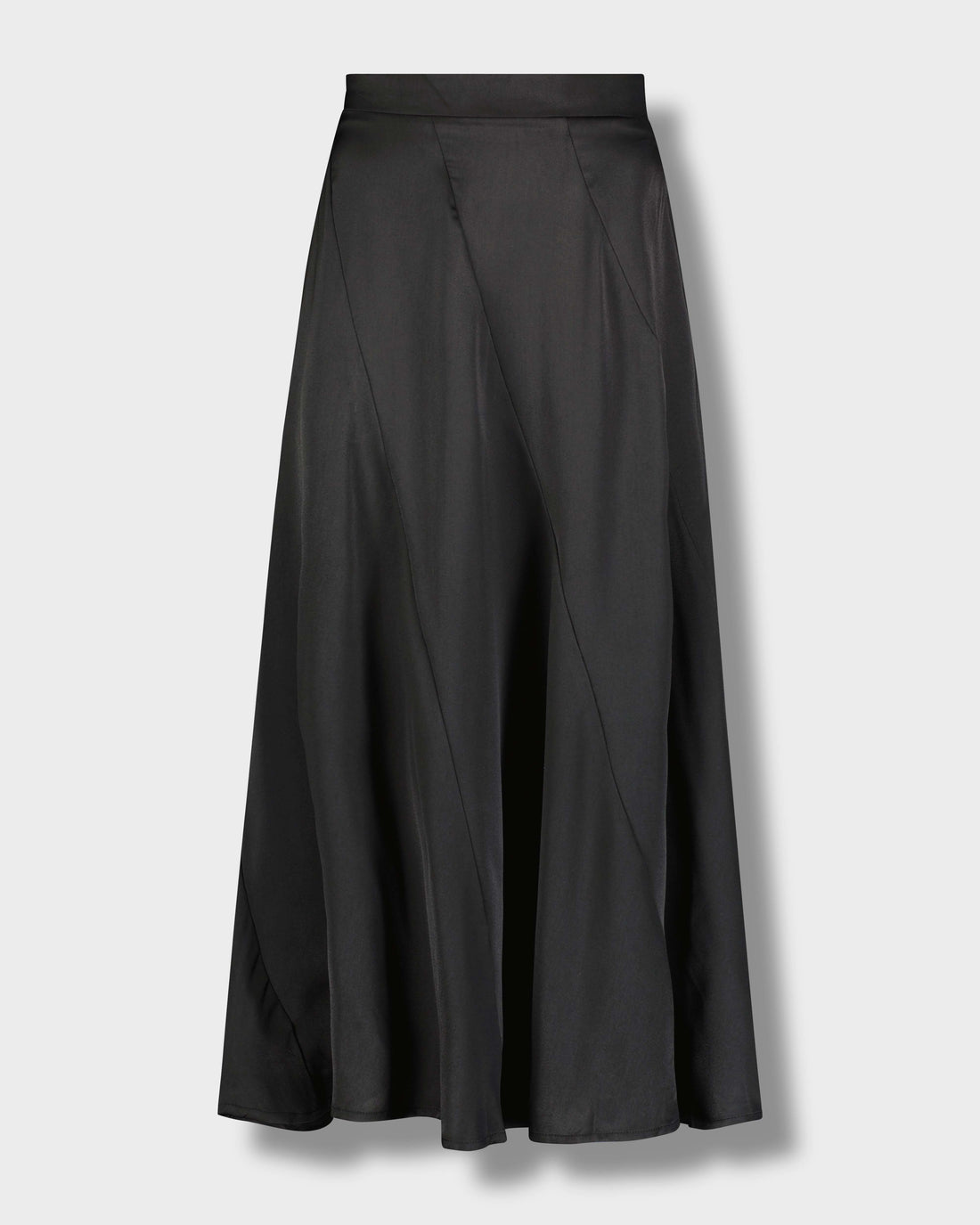 FULL SATIN SKIRT-BLACK