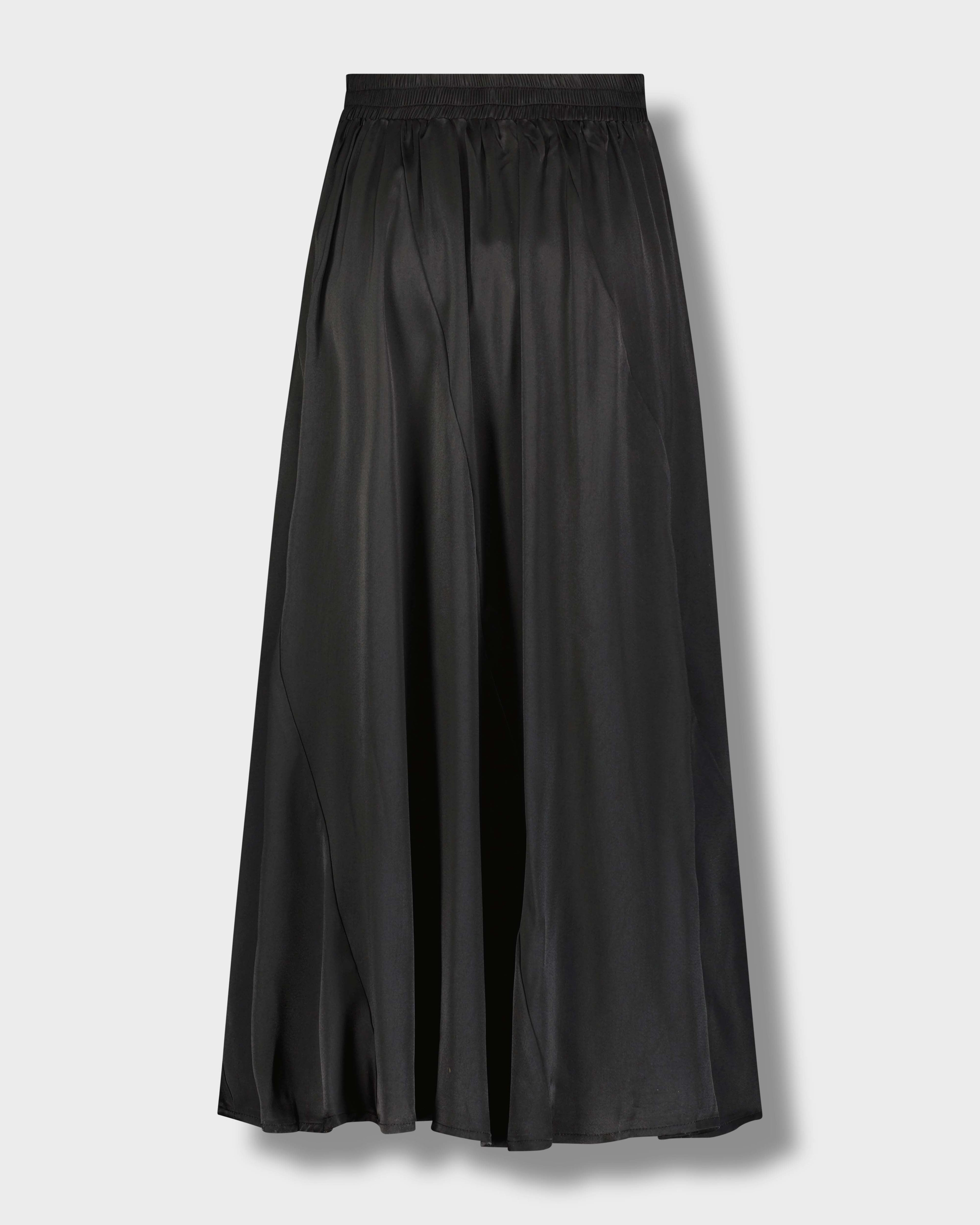 FULL SATIN SKIRT-BLACK