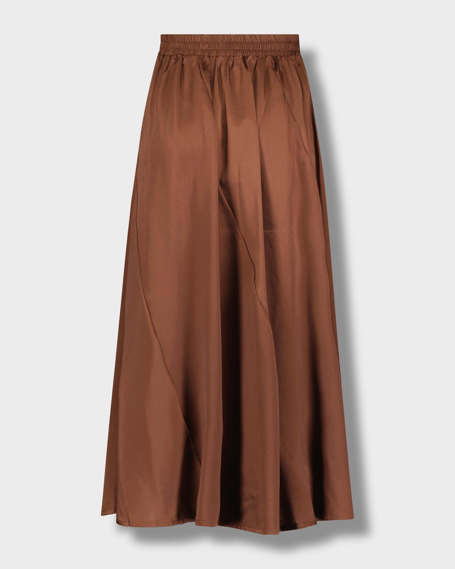 FULL SATIN SKIRT-BROWN