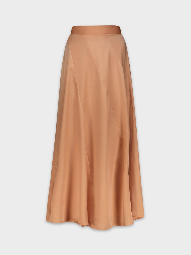 FULL SATIN SKIRT-PEACH