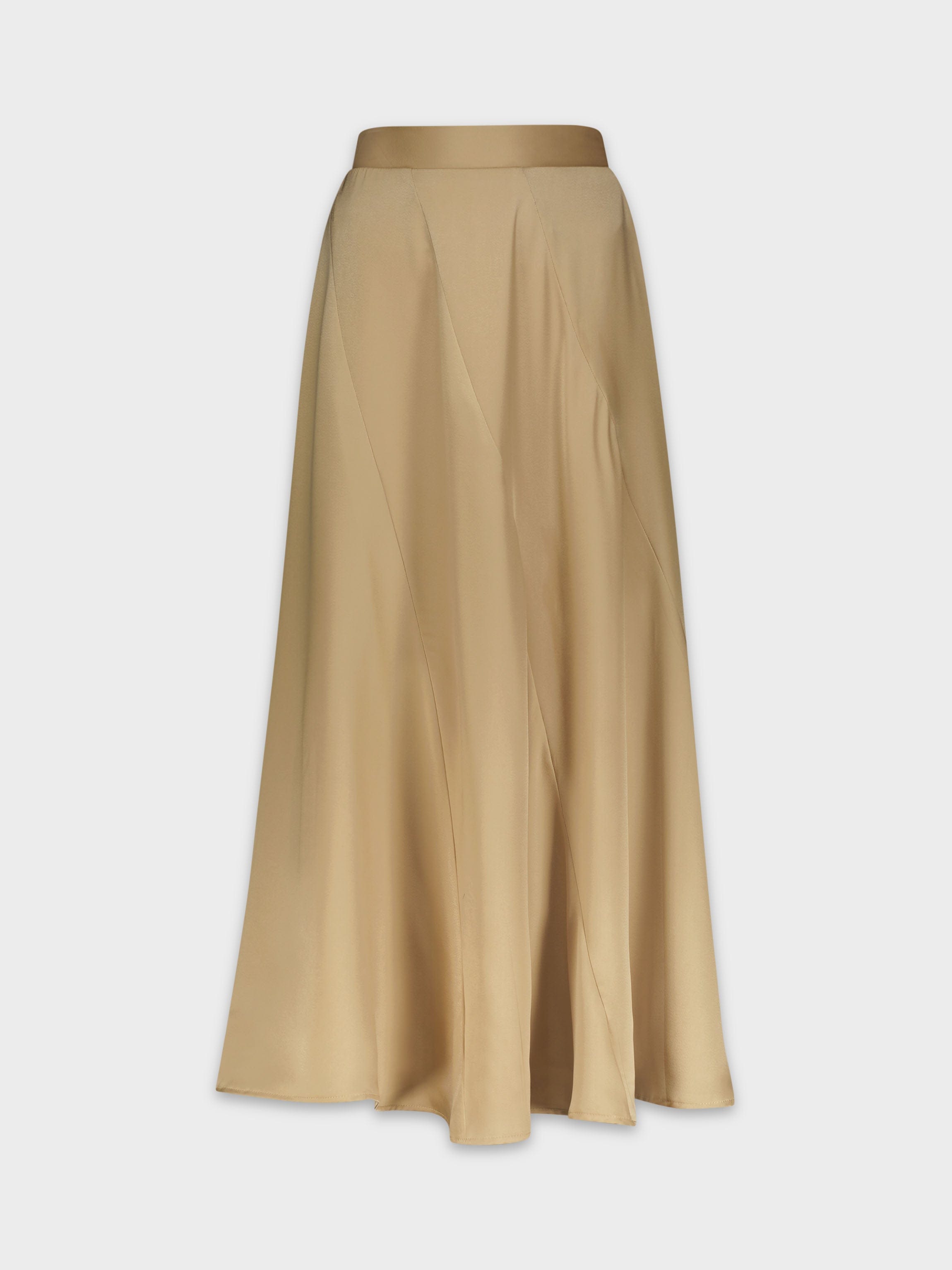 FULL SATIN SKIRT-TAN