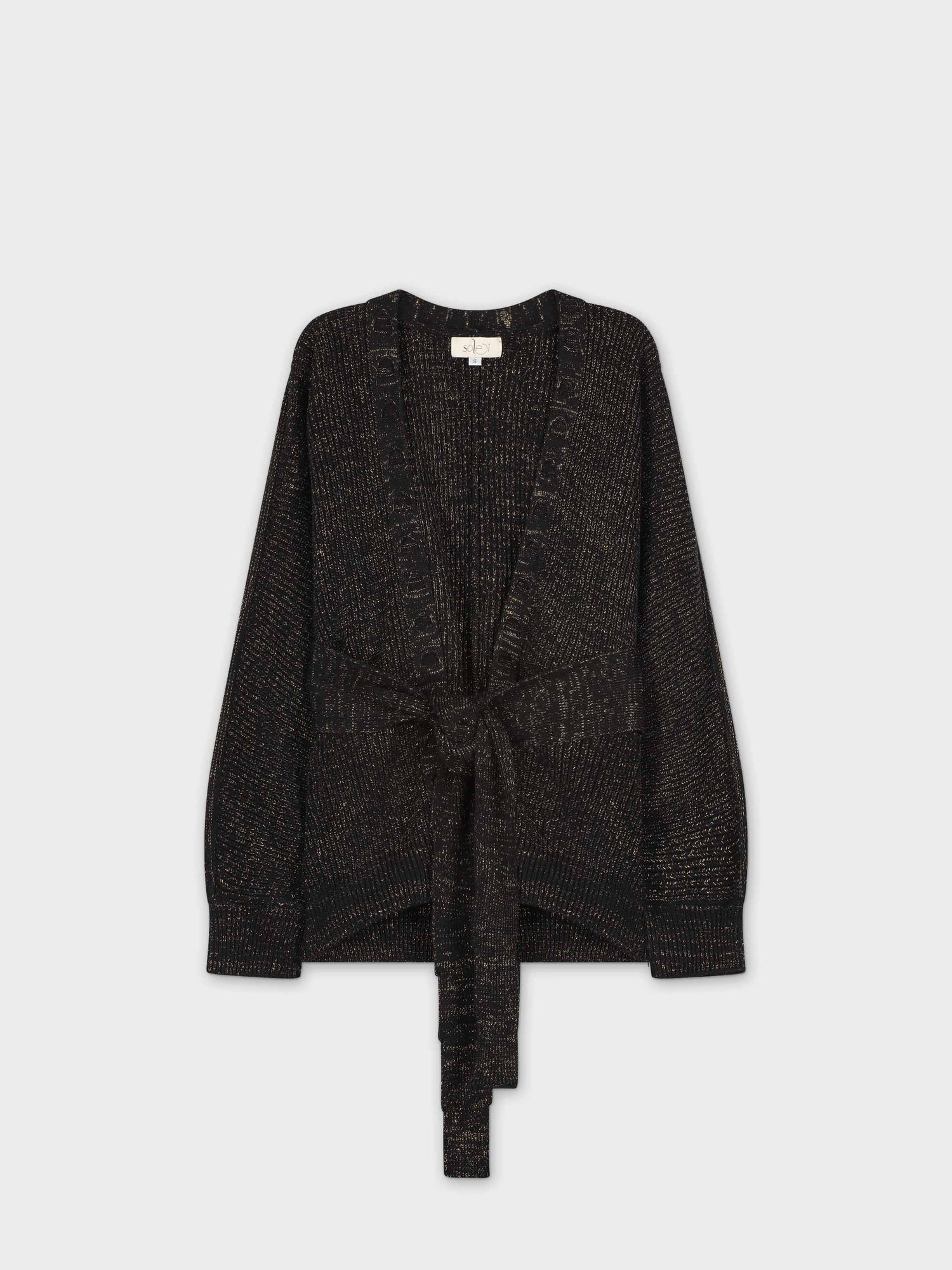 LUREX TIE CARDIGAN-BLACK/GOLD