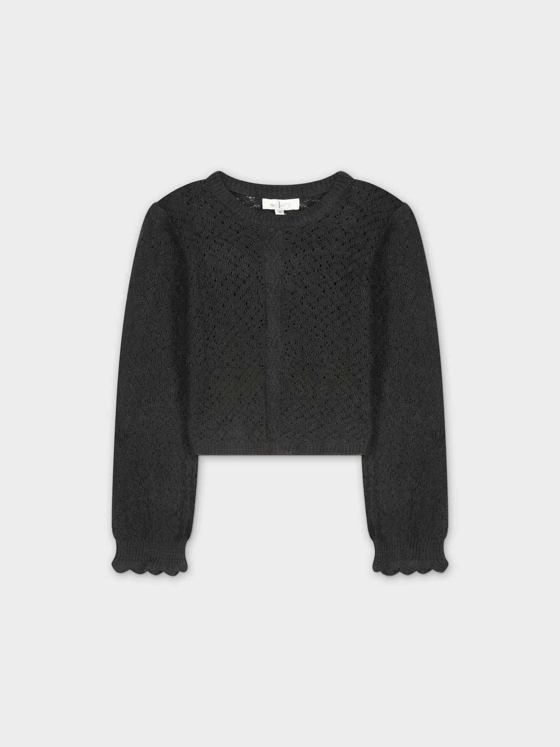 CROCHET CROP SWEATER-BLACK