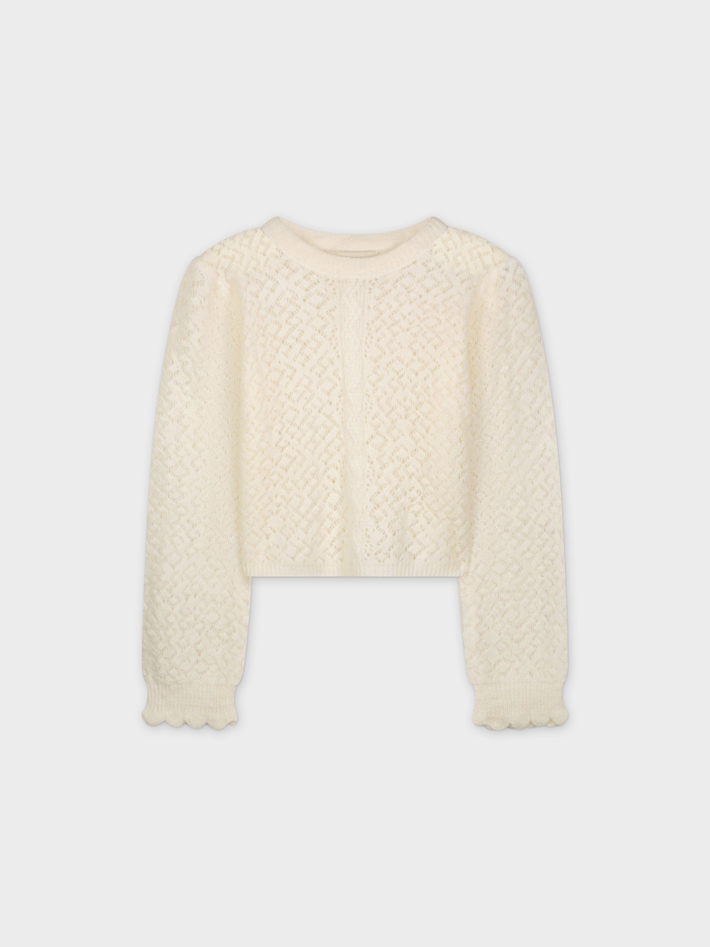 CROCHET CROP SWEATER-CREAM