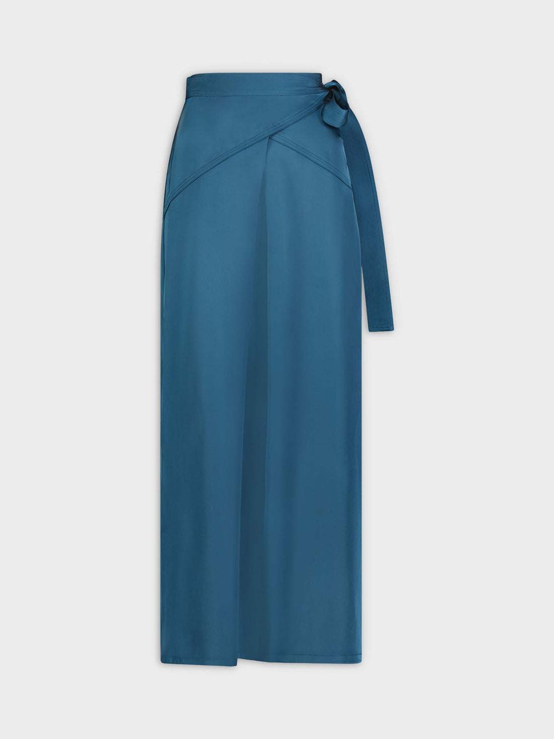 Satin Wrap Skirt-Teal