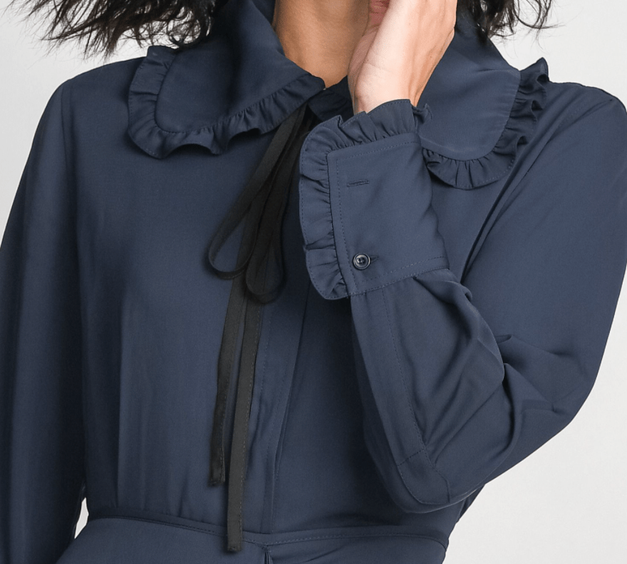 RUFFLE COLLAR DRESS-NAVY