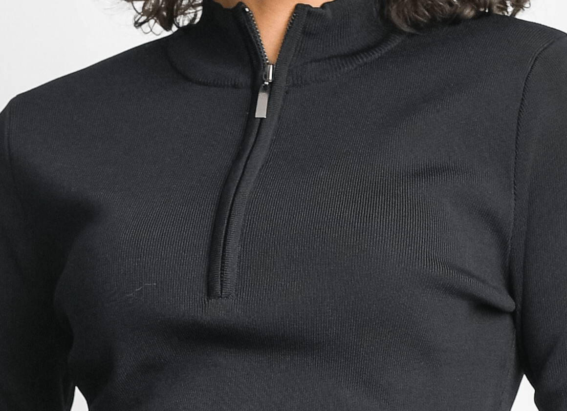 ZIPPER SWEATER-BLACK