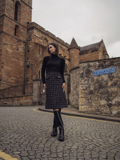 Short Pocket Skirt-Black/White