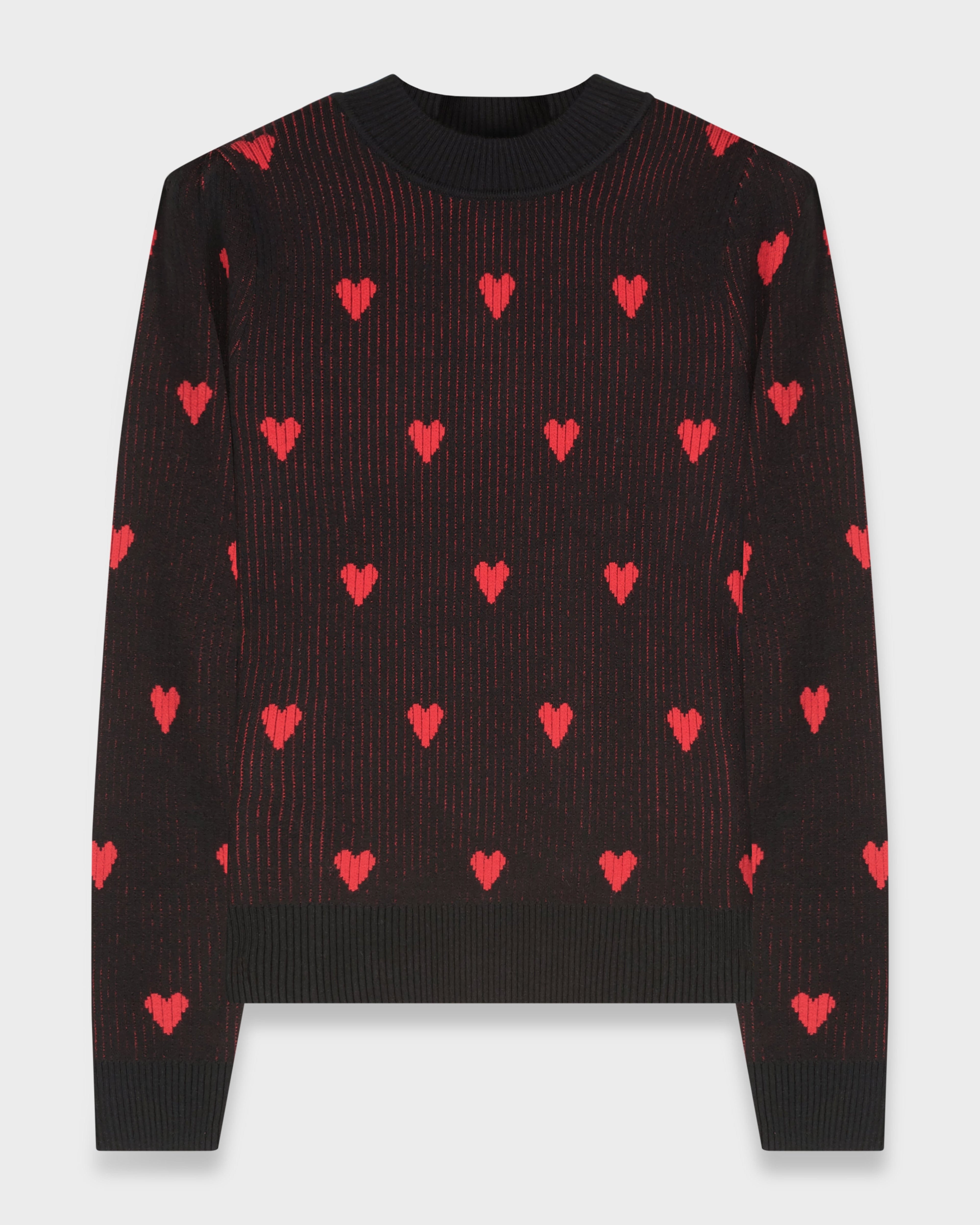 HEART SWEATER-BLACK/PINK