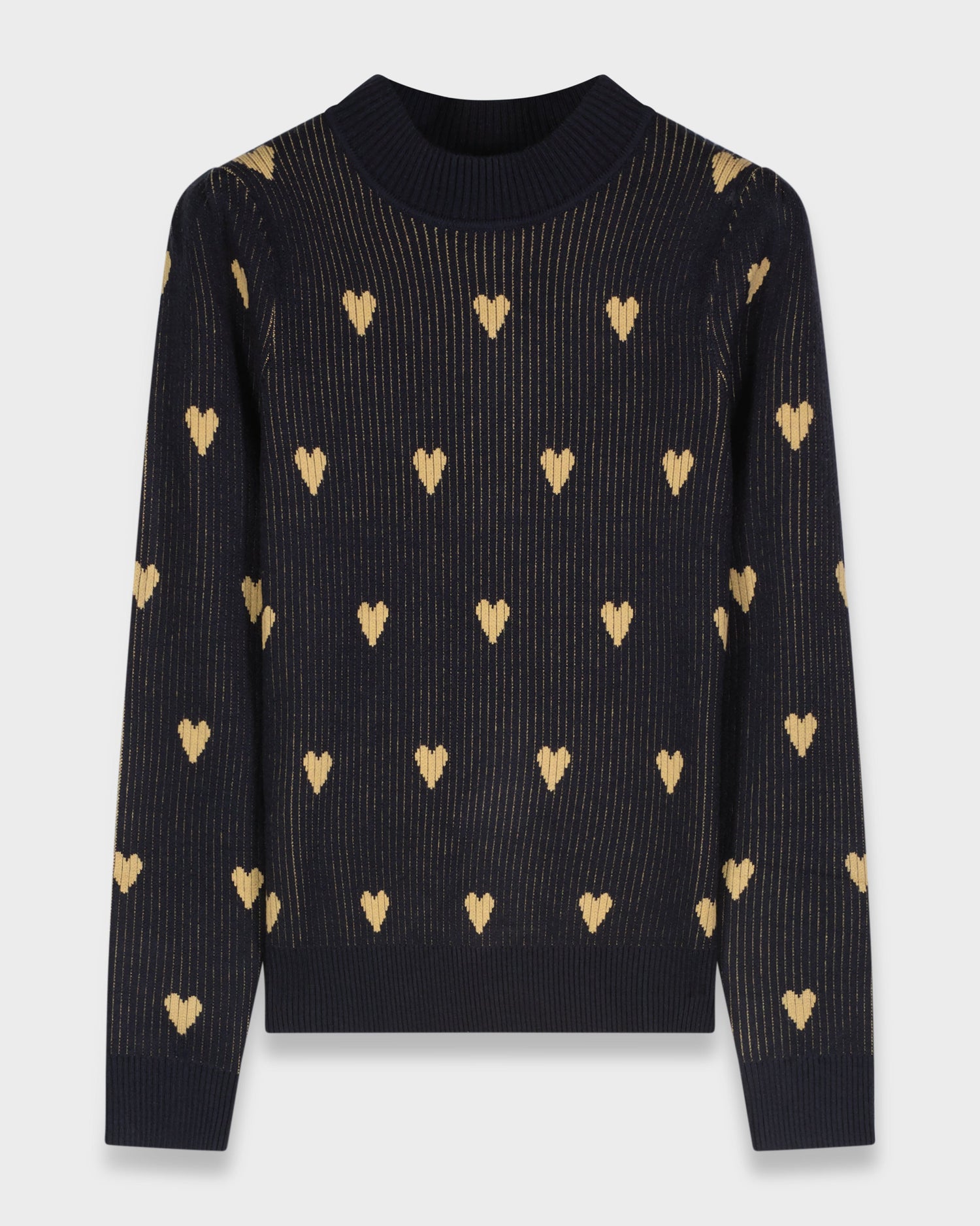 HEART SWEATER-NAVY/TAN