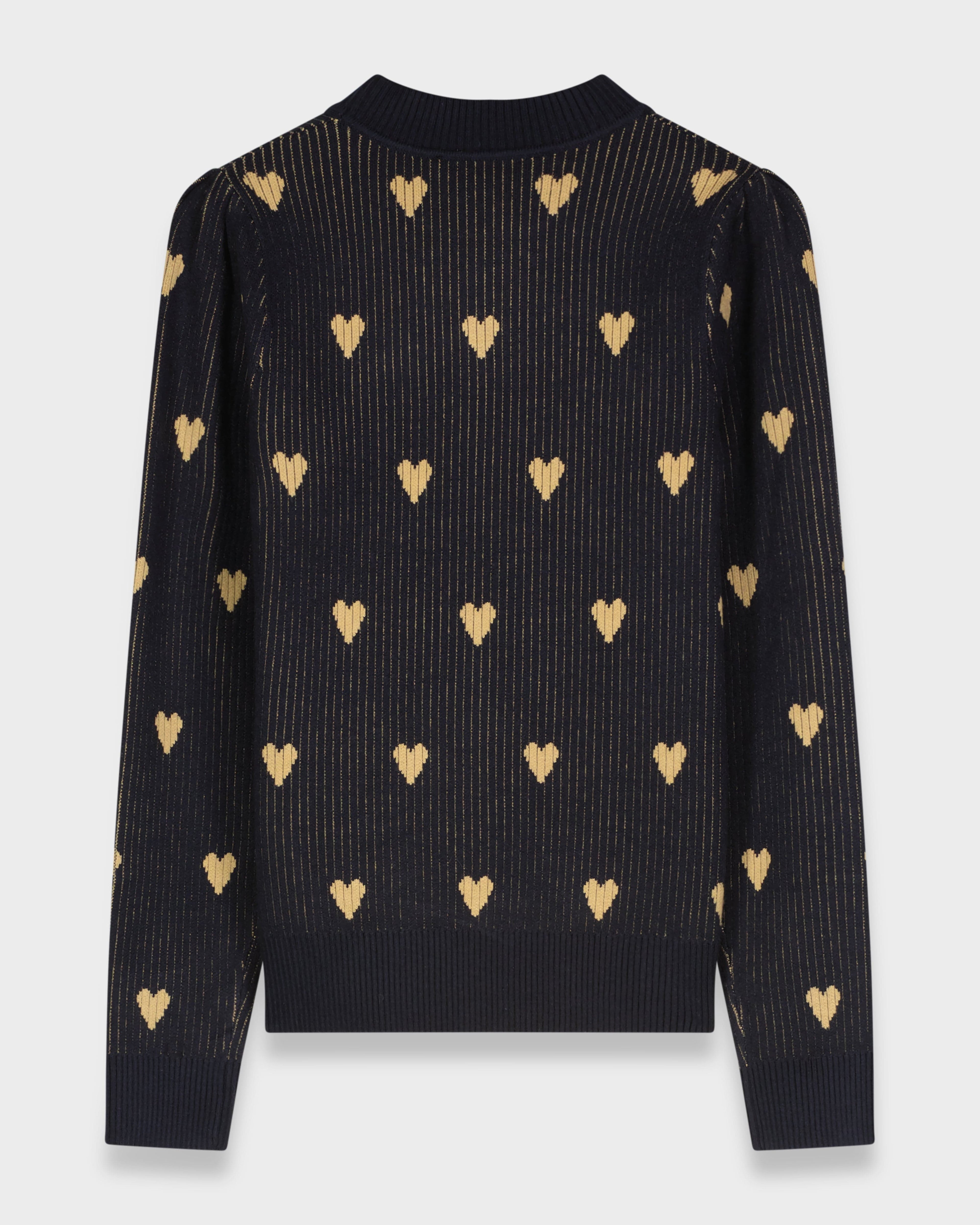 HEART SWEATER-NAVY/TAN