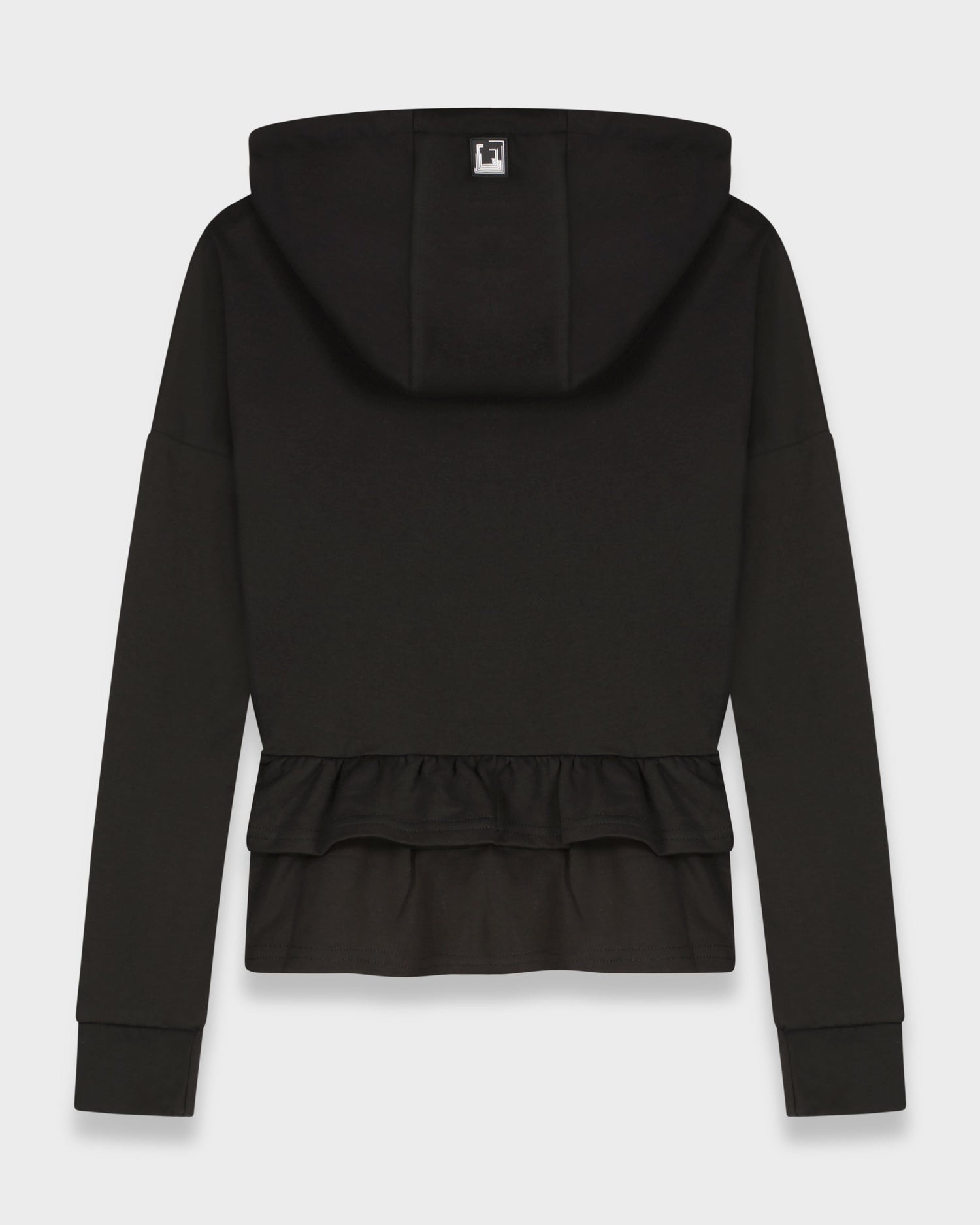 RUFFLE BACK SWEATSHIRT-BLACK