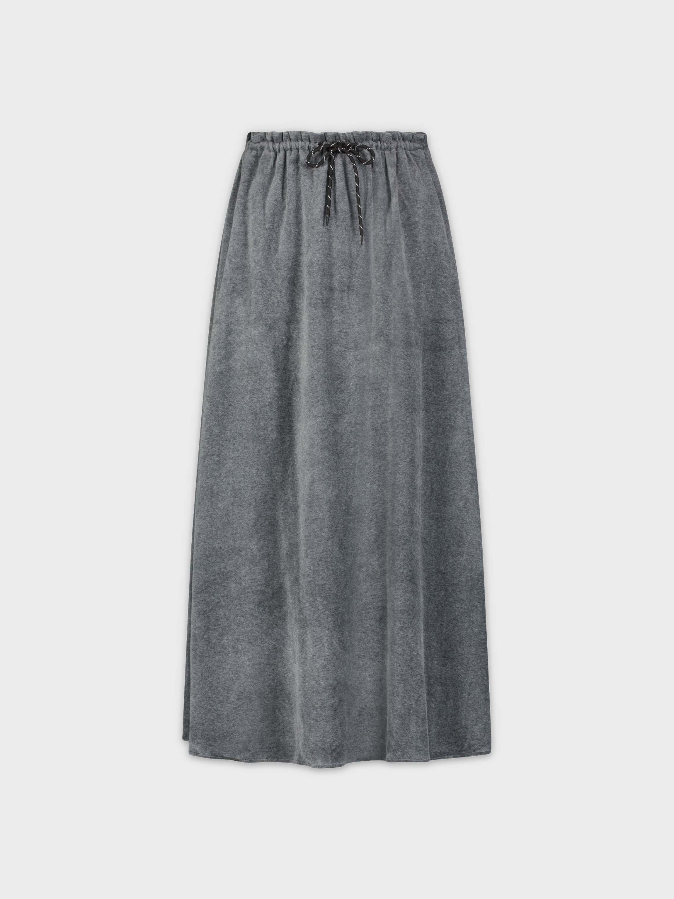 DRAWSTRING VELOUR SKIRT 35&quot;-GREY