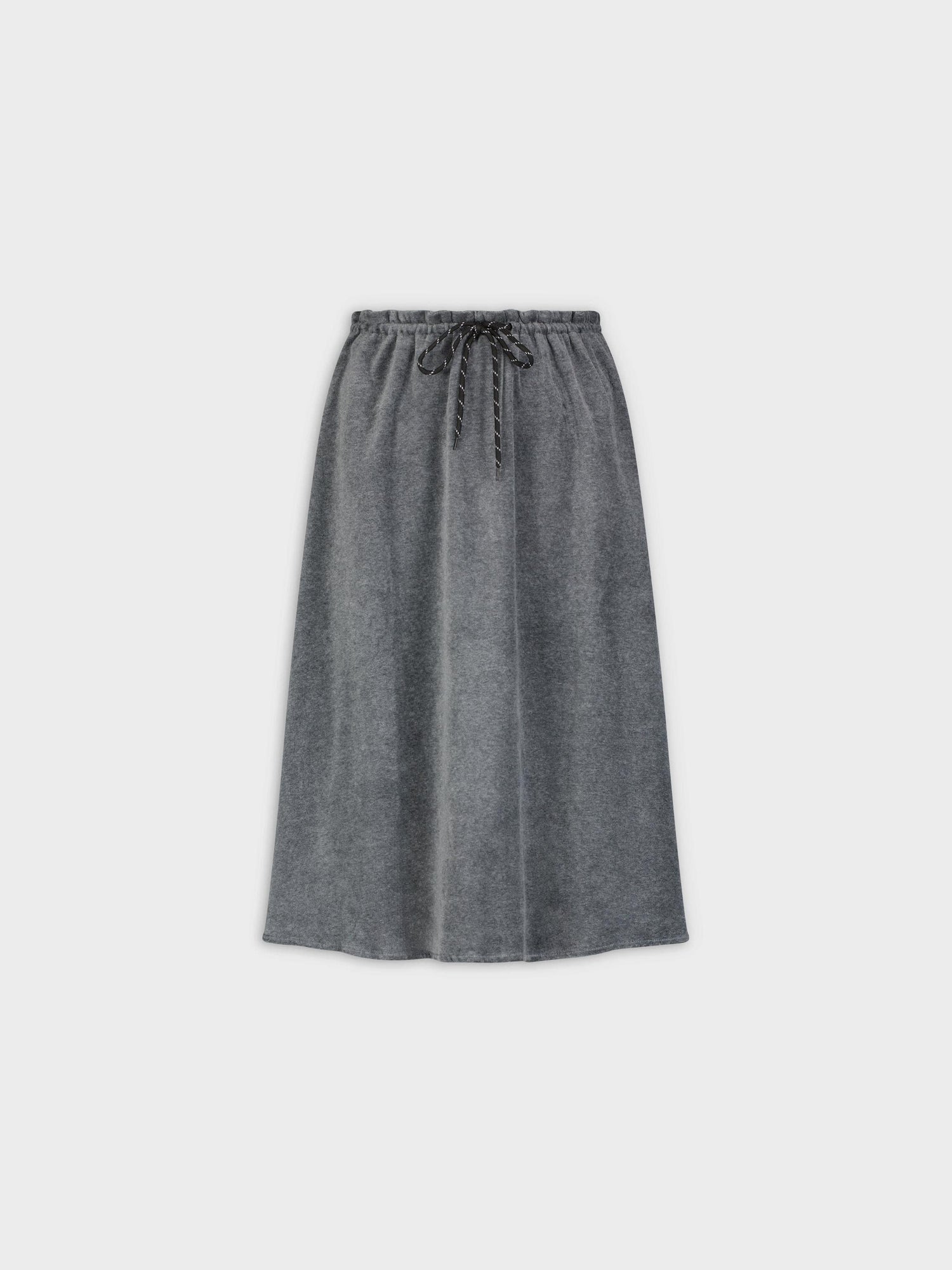 DRAWSTRING VELOUR SKIRT 25&quot;-GREY