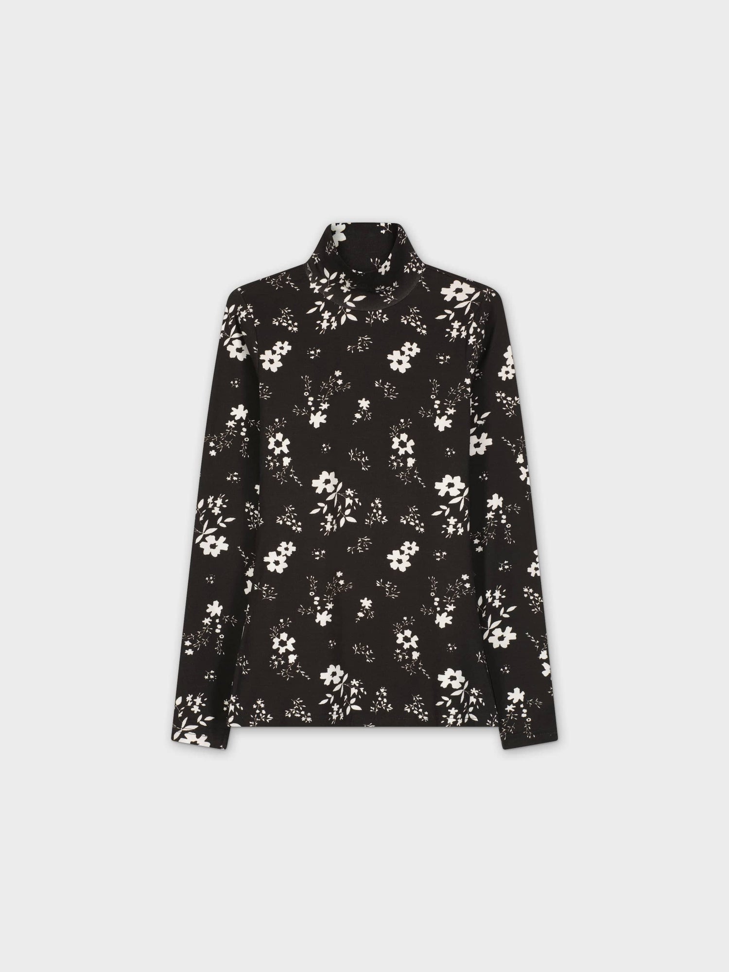 Floral Turtleneck-B/W Floral