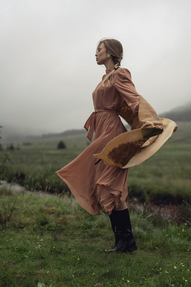 Asymmetrical Bottom Belted Dress-Mocha