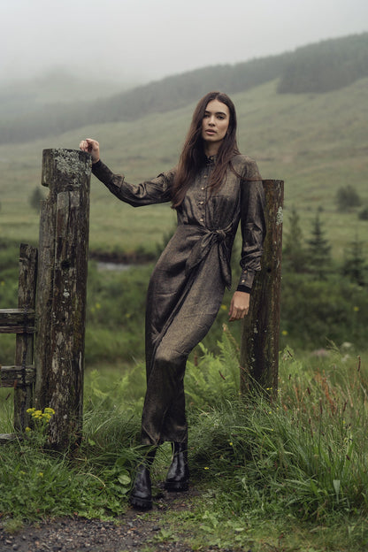 Wrap Shirtdress-Gold
