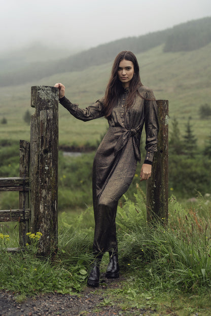 Wrap Shirtdress-Gold