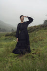 Tiered Dress-Black/Navy