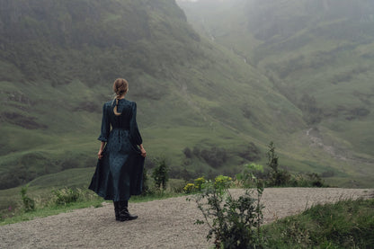Collared A-Line Shirtdress-Teal Floral