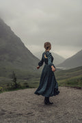 Collared A-Line Shirtdress-Teal Floral