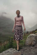 Geometric Pleat Skirt-Burgundy/Pink