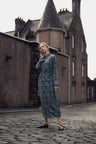 Front Shirred Shirtdress-Teal Floral