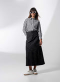 Striped Pocket Cotton Blouse-Black