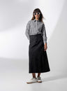 Striped Pocket Cotton Blouse-Black